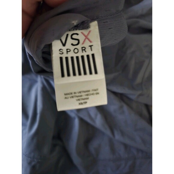 VSX Sport Victoria Secret Spandex Shirt Long Sleeve Light Gray Sz Xs Open Back - Picture 4 of 4